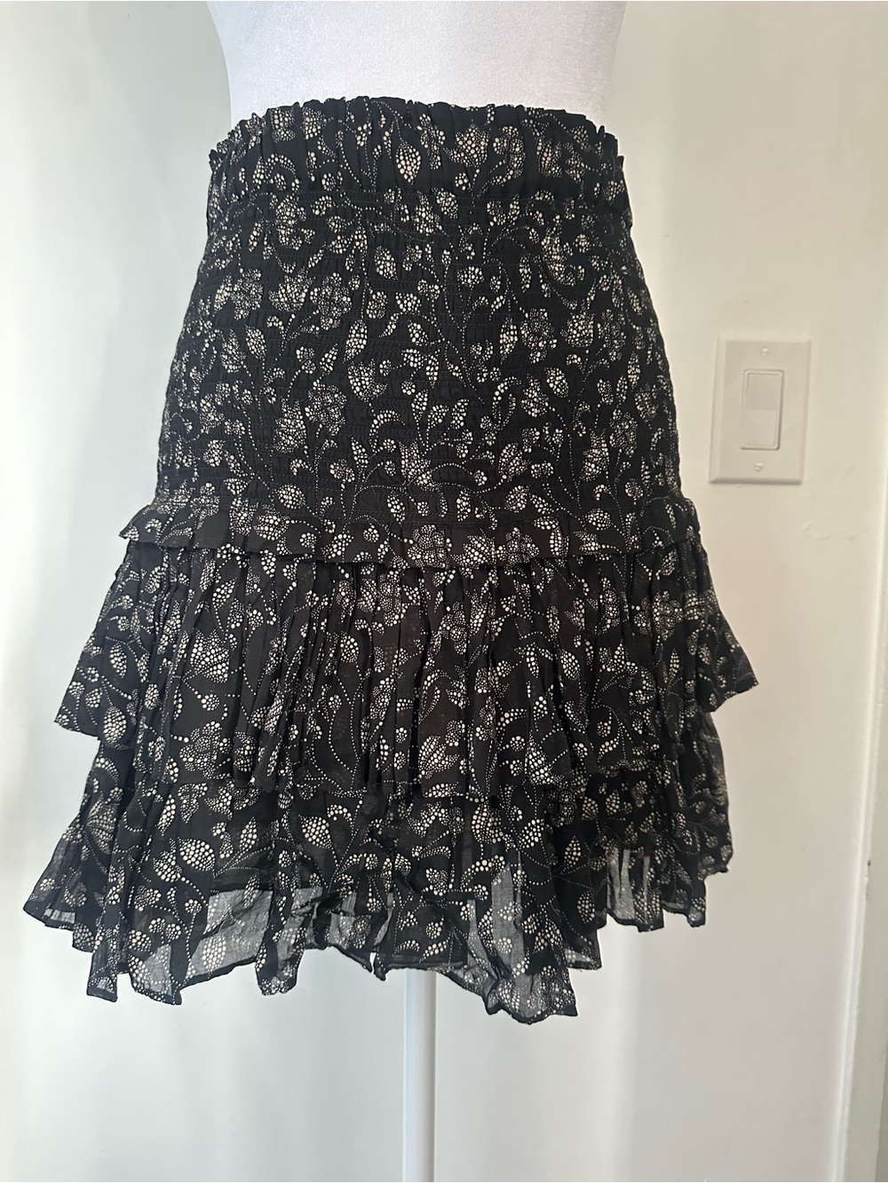 Isabel Marant Étoile Naomi Smocked Floral Ruffle Mini Skirt - Size 6 (FR 38)